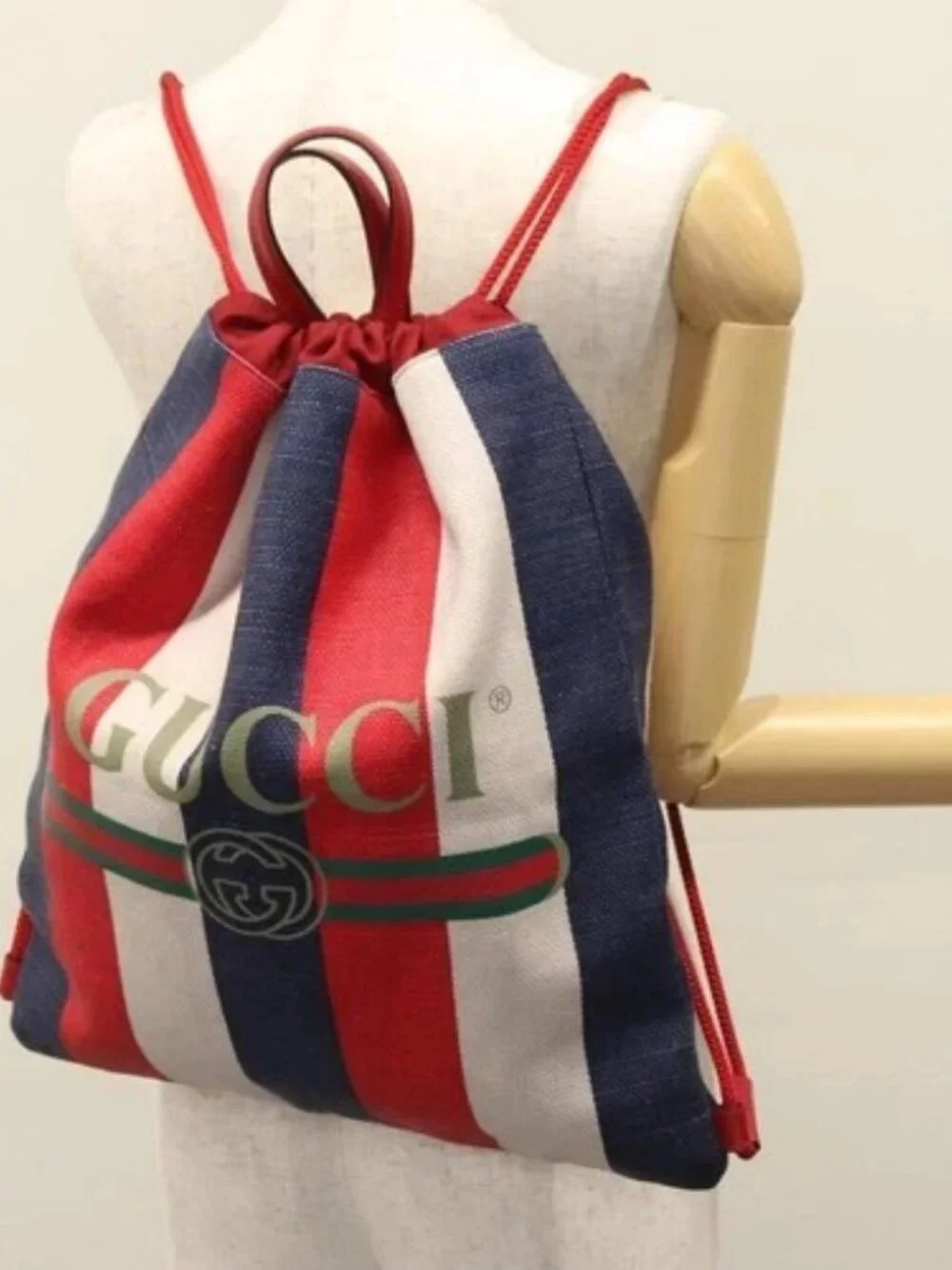 GUCCI Backpack Canvas Red Navy 473872 Auth BA150